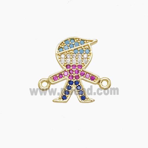Copper Kids Boy Connector Pave Zirconia 18K Gold Plated