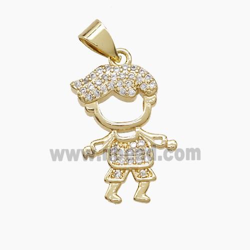 Copper Kids Boy Pendant Pave Zirconia 18K Gold Plated