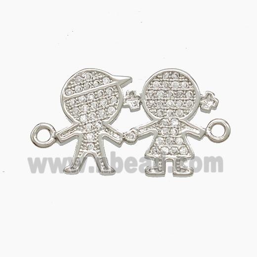 Copper Kids Connector Pave Zirconia Platinum Plated