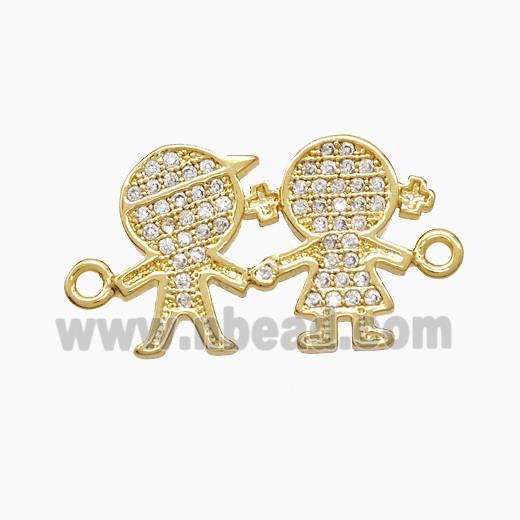 Copper Kids Connector Pave Zirconia 18K Gold Plated