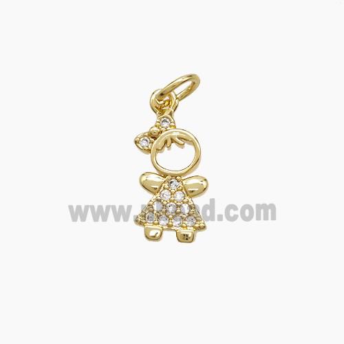 Copper Kids Girls Pendant Pave Zirconia 18K Gold Plated