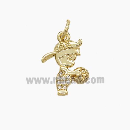 Copper Kids Boy Pendant Pave Zirconia 18K Gold Plated
