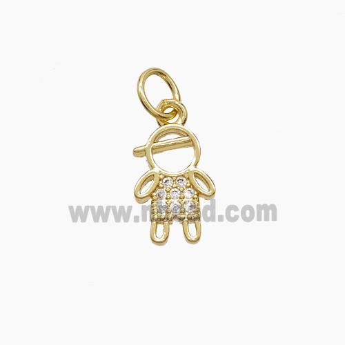 Copper Kids Boy Pendant Pave Zirconia 18K Gold Plated