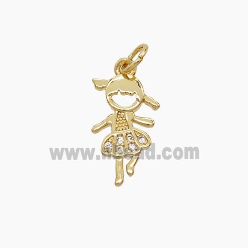 Copper Kids Girls Pendant Pave Zirconia 18K Gold Plated