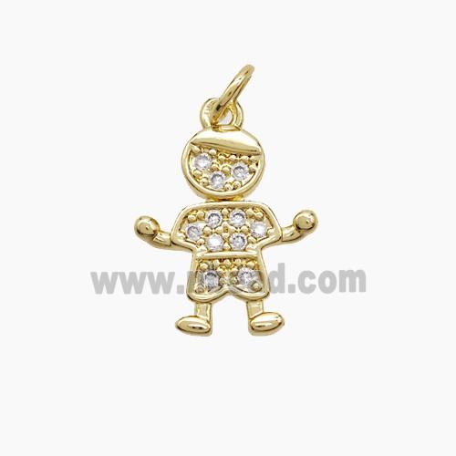 Copper Kids Boy Pendant Pave Zirconia 18K Gold Plated