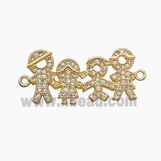 Copper Kids Family Pendant Pave Zirconia 18K Gold Plated
