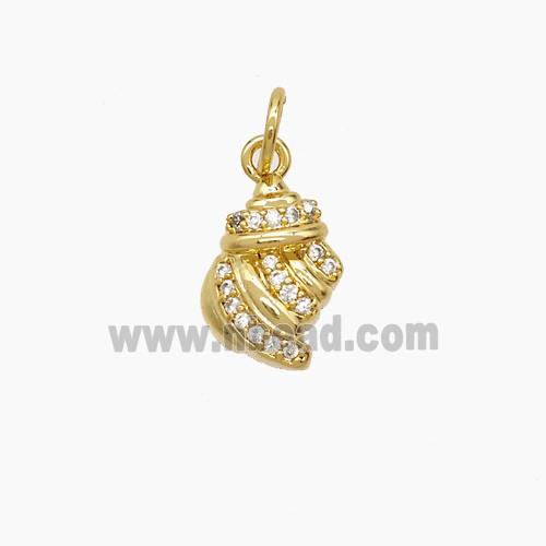 Copper Conch Shell Pendant Pave Zirconia 18K Gold Plated