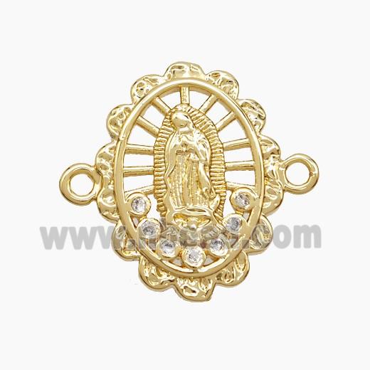 Copper Jesus Connector Pave Zirconia 18K Gold Plated