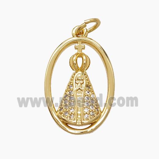Copper Pope Pendant Pave Zirconia Crown 18K Gold Plated