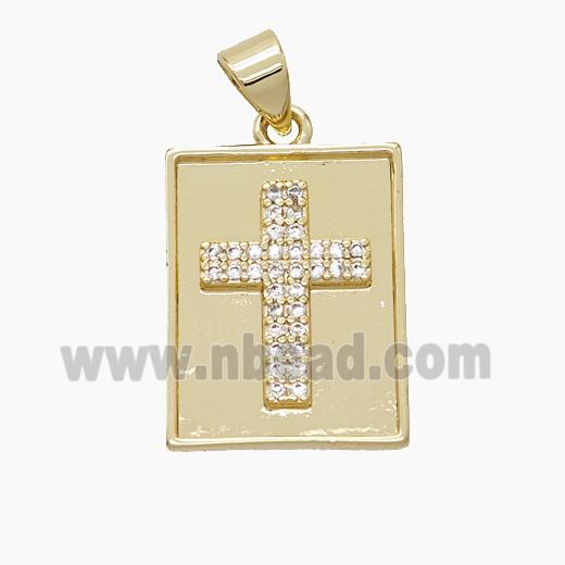 Copper Cross Pendant Pave Zirconia 18K Gold Plated