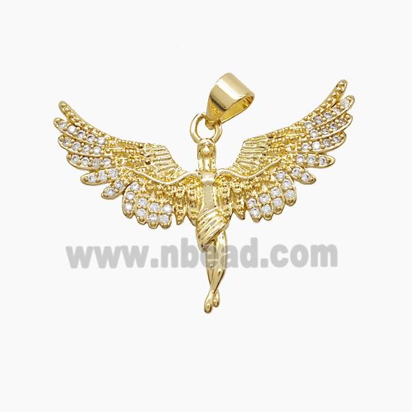 Copper Fairy Pendant Pave Zirconia 18K Gold Plated