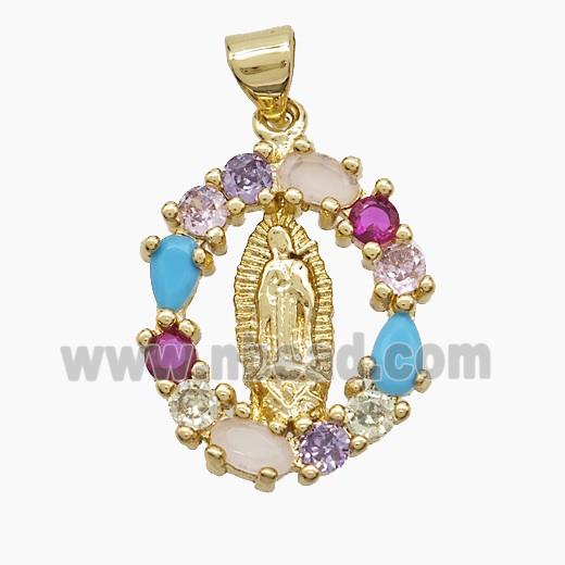 Copper Jesus Pendant Pave Zirconia 18K Gold Plated