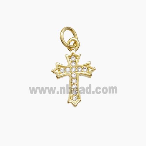 Copper Cross Pendant Pave Zirconia 18K Gold Plated