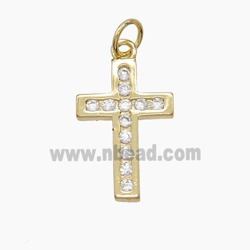 Copper Cross Pendant Pave Zirconia 18K Gold Plated