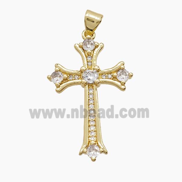 Copper Cross Pendant Pave Zirconia 18K Gold Plated