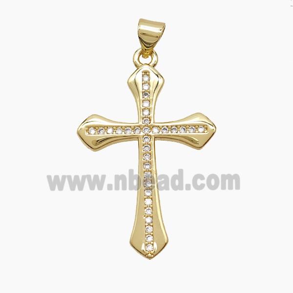 Copper Cross Pendant Pave Zirconia 18K Gold Plated