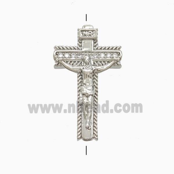 Copper Crucifix Cross Beads Pave Zirconia Platinum Plated