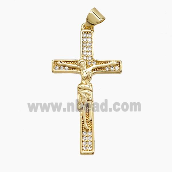 Copper Crucifix Cross Pendant Pave Zirconia 18K Gold Plated