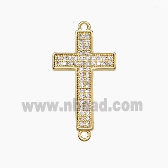 Copper Cross Connector Pave Zirconia 18K Gold Plated