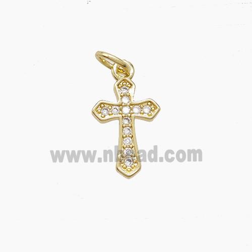 Copper Cross Pendant Pave Zirconia 18K Gold Plated