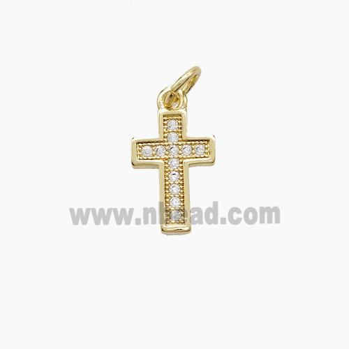 Copper Cross Pendant Pave Zirconia 18K Gold Plated