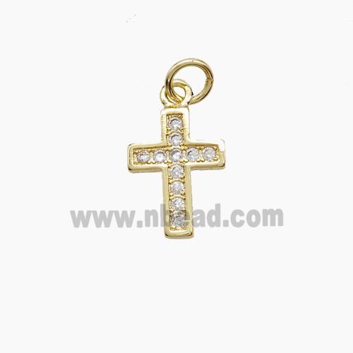 Copper Cross Pendant Pave Zirconia 18K Gold Plated