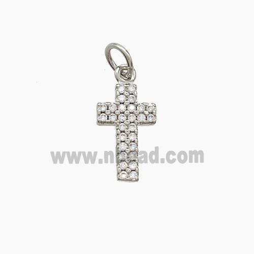 Copper Cross Pendant Pave Zirconia Platinum Plated