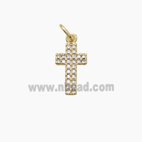 Copper Cross Pendant Pave Zirconia 18K Gold Plated