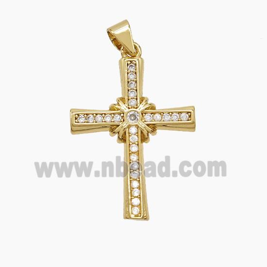 Copper Cross Pendant Pave Zirconia 18K Gold Plated
