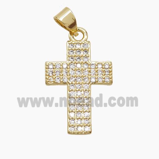 Copper Cross Pendant Pave Zirconia 18K Gold Plated
