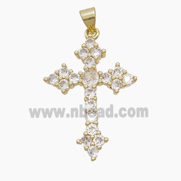 Copper Cross Pendant Pave Zirconia 18K Gold Plated