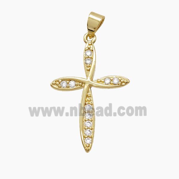 Copper Cross Pendant Pave Zirconia 18K Gold Plated
