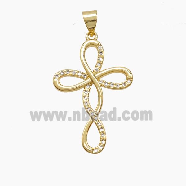 Copper Cross Pendant Pave Zirconia 18K Gold Plated