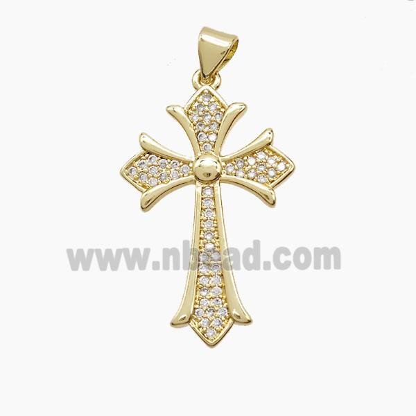 Copper Cross Pendant Pave Zirconia 18K Gold Plated