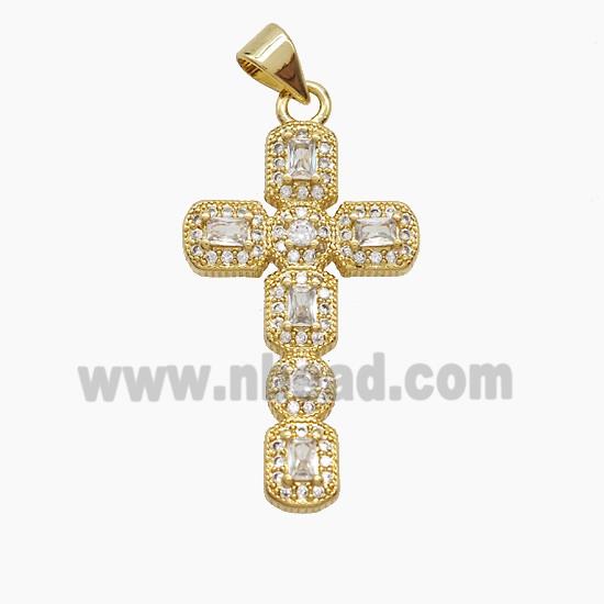 Copper Cross Pendant Pave Zirconia 18K Gold Plated