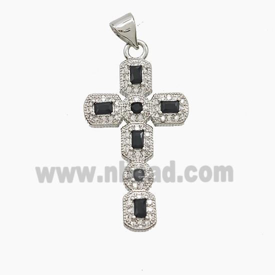 Copper Cross Pendant Pave Zirconia Platinum Plated