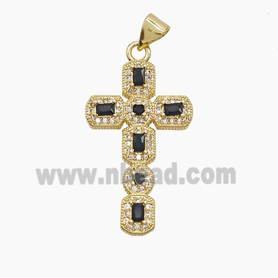 Copper Cross Pendant Pave Zirconia 18K Gold Plated