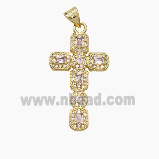 Copper Cross Pendant Pave Zirconia 18K Gold Plated