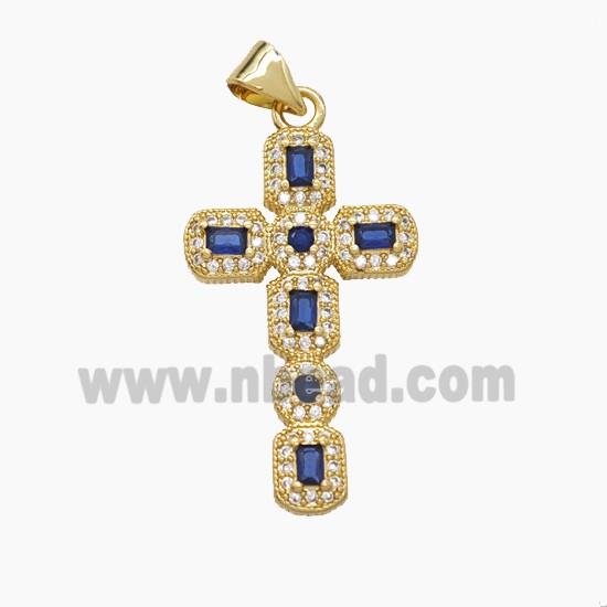 Copper Cross Pendant Pave Zirconia 18K Gold Plated