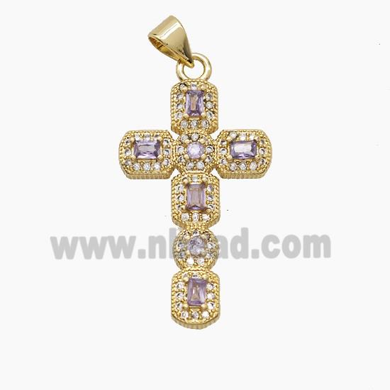 Copper Cross Pendant Pave Zirconia 18K Gold Plated