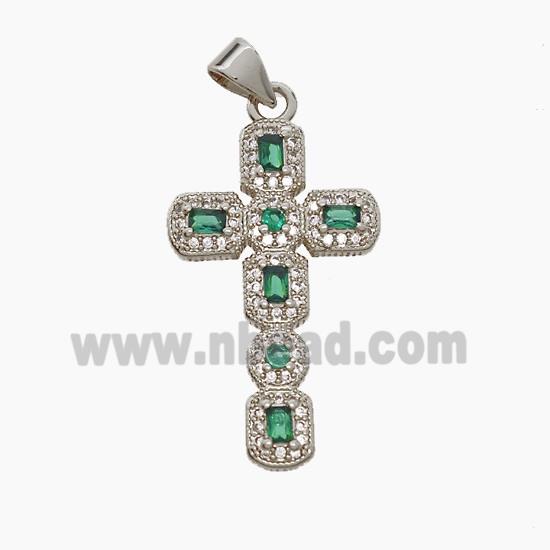 Copper Cross Pendant Pave Zirconia Platinum Plated