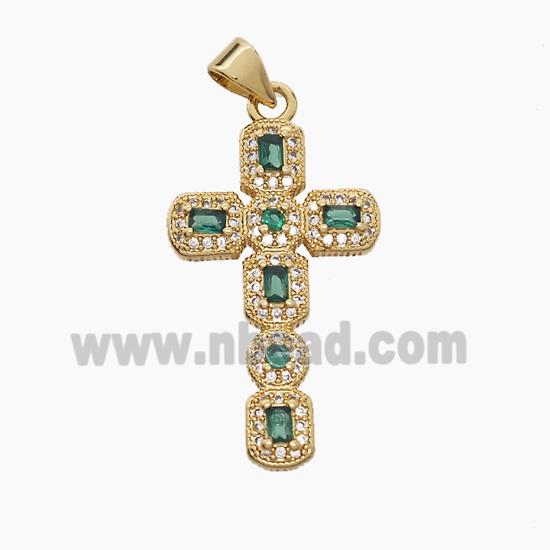 Copper Cross Pendant Pave Zirconia 18K Gold Plated
