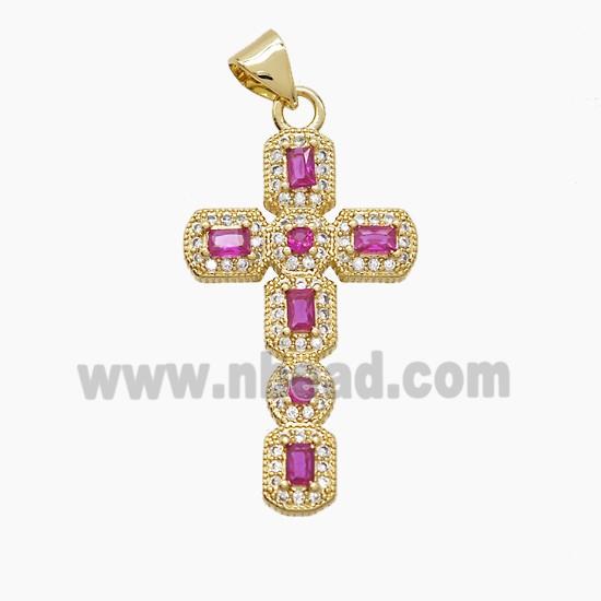 Copper Cross Pendant Pave Zirconia 18K Gold Plated