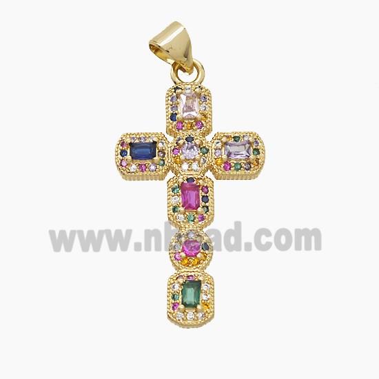 Copper Cross Pendant Pave Zirconia 18K Gold Plated