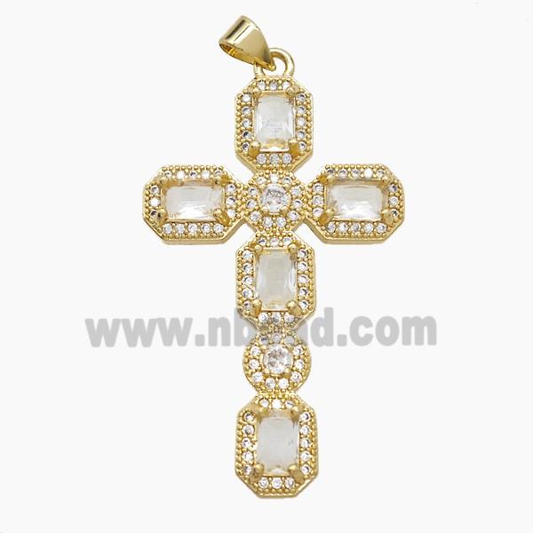Copper Cross Pendant Pave Zirconia 18K Gold Plated