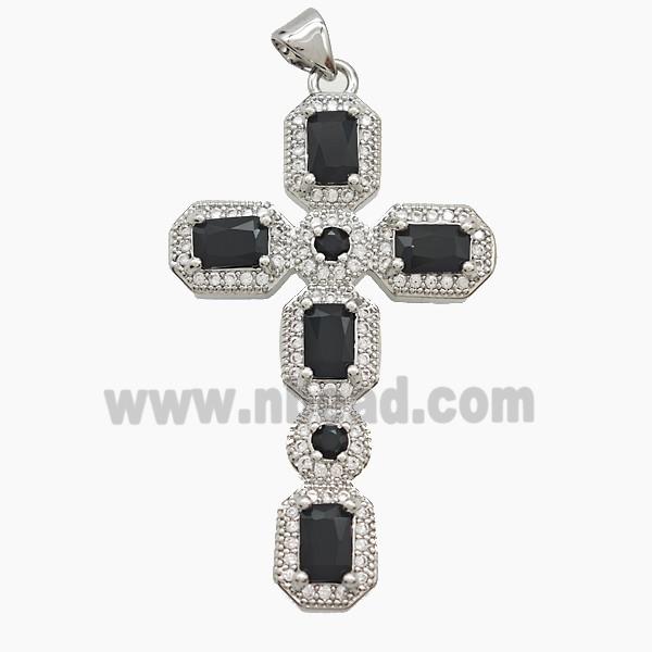 Copper Cross Pendant Pave Zirconia Platinum Plated