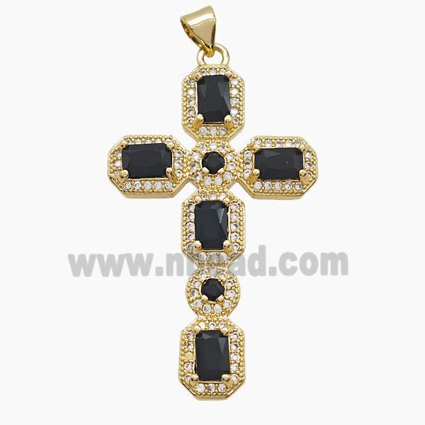 Copper Cross Pendant Pave Zirconia 18K Gold Plated