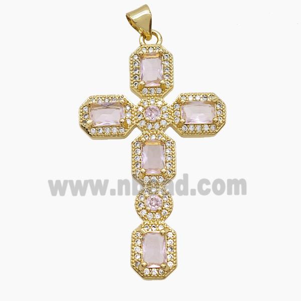 Copper Cross Pendant Pave Zirconia 18K Gold Plated