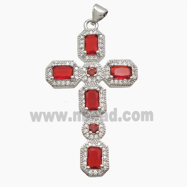 Copper Cross Pendant Pave Zirconia Platinum Plated