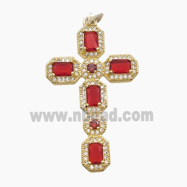Copper Cross Pendant Pave Zirconia 18K Gold Plated